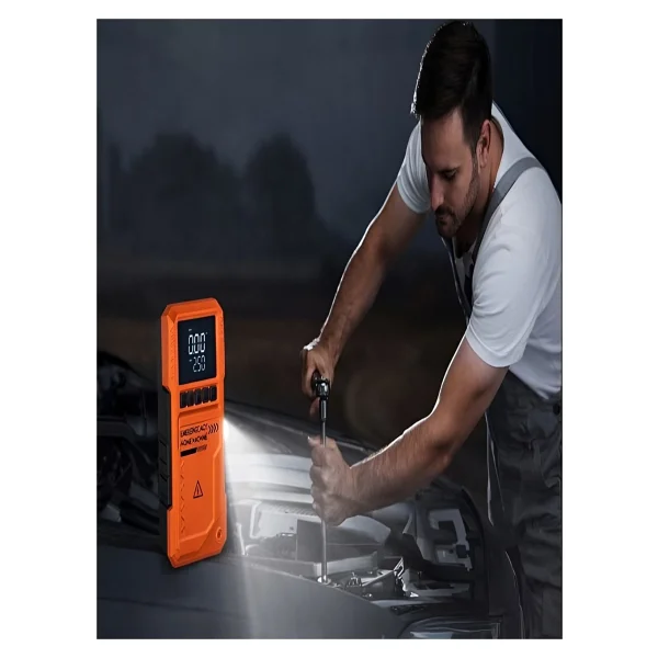 Azurtech 10000mah Dijital Ekranlı Araba Akü Takviye'li Kompresör Araç Lastik Şişirme Hava Pompası - 150psı 1000a - Gri - Görsel 7