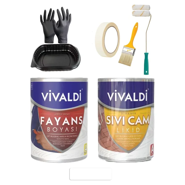 Vivaldi Fayans Boyası Seti Sıvı Cam Ve Uygulama Seti Tezgah,Mermer,Banyo,Mutfak Boyama Seti 1 Lt - Buzsaçağı - Görsel 6