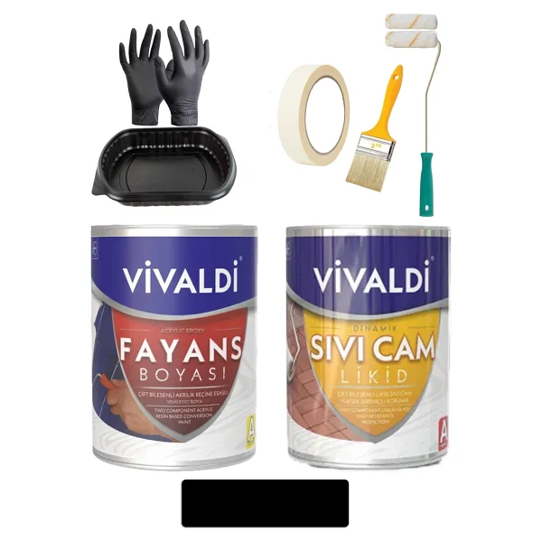 Vivaldi Fayans Boyası Seti Sıvı Cam Ve Uygulama Seti Tezgah,Mermer,Banyo,Mutfak Boyama Seti 1 Lt - Buzsaçağı - Görsel 8