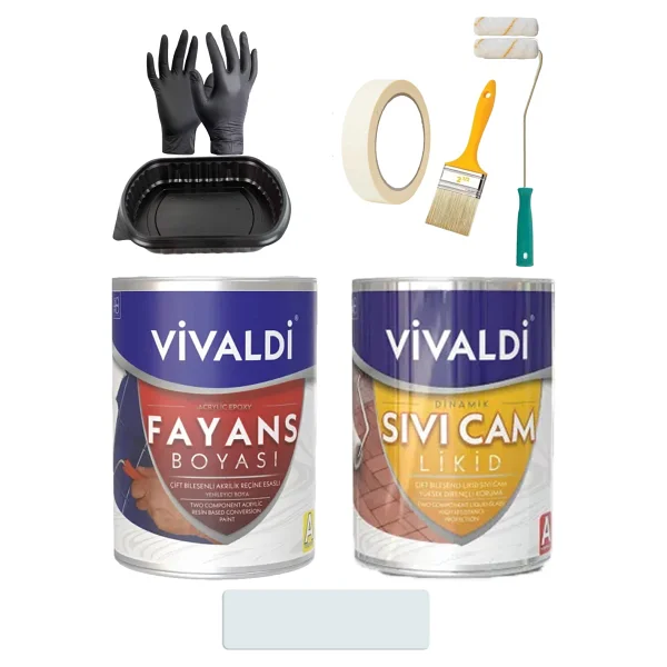Vivaldi Fayans Boyası Seti Sıvı Cam Ve Uygulama Seti Tezgah,Mermer,Banyo,Mutfak Boyama Seti 1 Lt - Buzsaçağı - Görsel 10