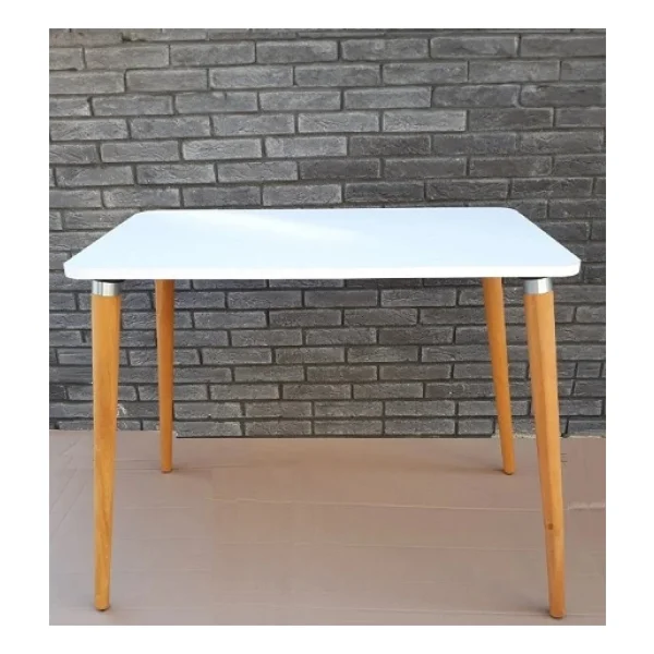 Depolife Ahşap Ayaklı Mutfak Salon Yemek Masası 60x90 Cm Gürgen Masif Ayak Beyaz Çalışma Masası Ceviz - Görsel 2