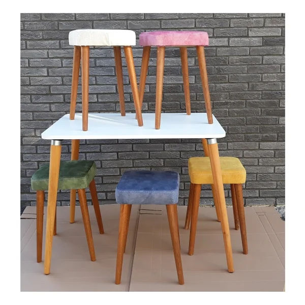 Depolife Ahşap Ayaklı Mutfak Salon Yemek Masası 60x90 Cm Gürgen Masif Ayak Beyaz Çalışma Masası Ceviz - Görsel 6