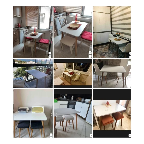 Depolife Ahşap Ayaklı Mutfak Salon Yemek Masası 60x90 Cm Gürgen Masif Ayak Beyaz Çalışma Masası Ceviz - Görsel 8