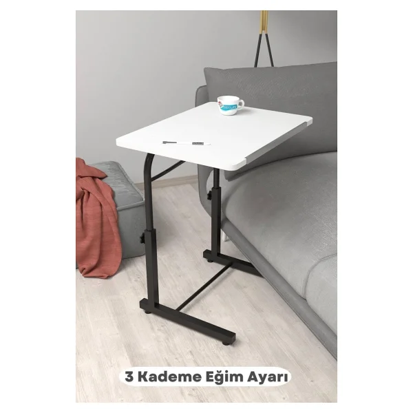Depolife Eğim Yükseklik Ayarlı Laptop Sehpası Kahvaltı Ders Çalışma Bilgisayar Ofis Yemek Masası Metal Ayak - Görsel 9