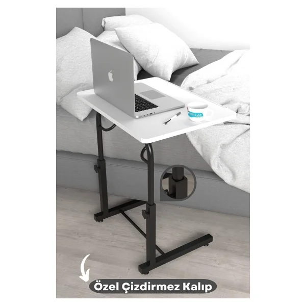 Depolife Eğim Yükseklik Ayarlı Laptop Sehpası Kahvaltı Ders Çalışma Bilgisayar Ofis Yemek Masası Metal Ayak - Görsel 3