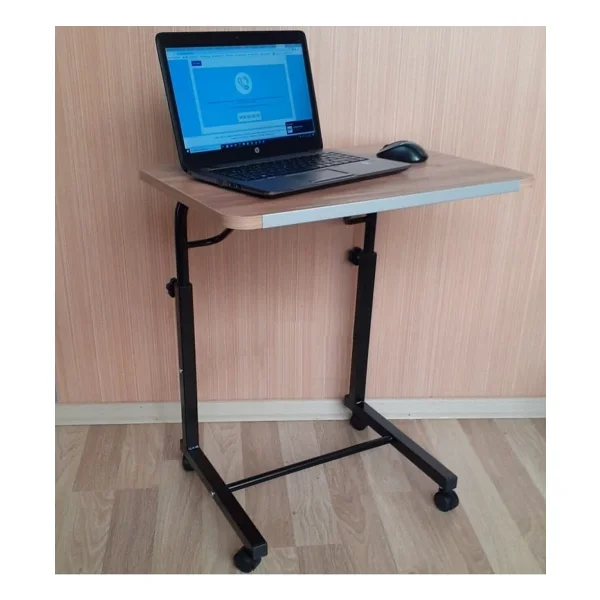 Depolife Notebook Laptop Bilgisayar Çalışma Masası Eğim Yükseklik Ayarlı Tekerlekli Servis Sehpası Ceviz - Görsel 7
