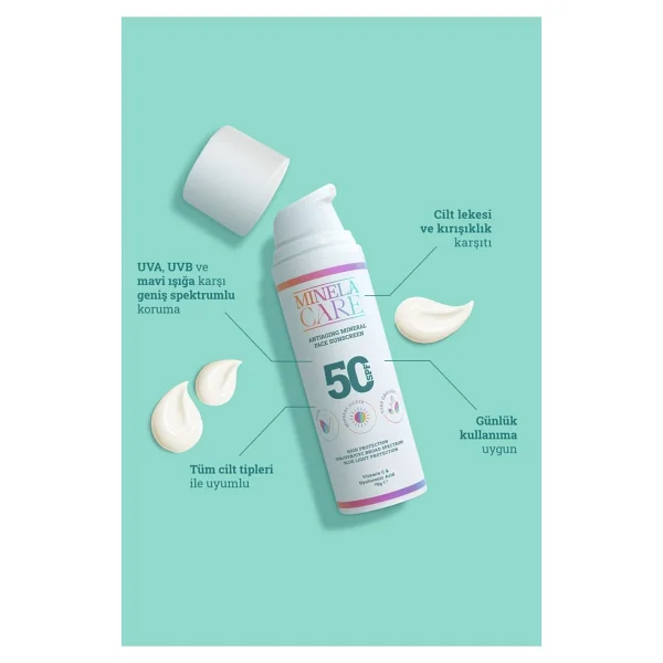 Minela Care Sun Cream That Helps Preserve The Youth Of The Skın-Spf 50-70gr - Görsel 3
