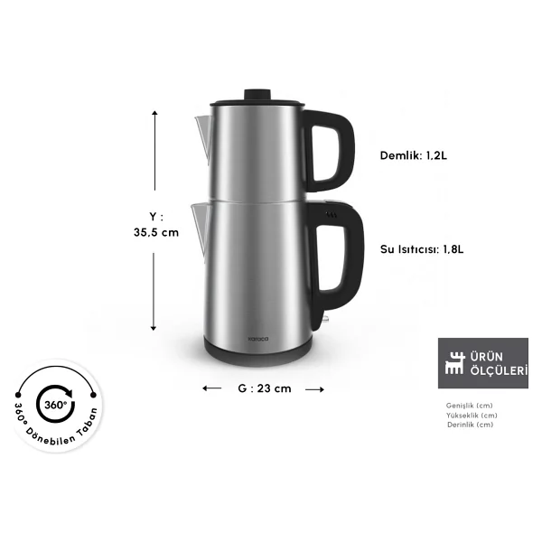 Karaca Teabig XL 2in1 Çelik Çay Makinesi - Görsel 2