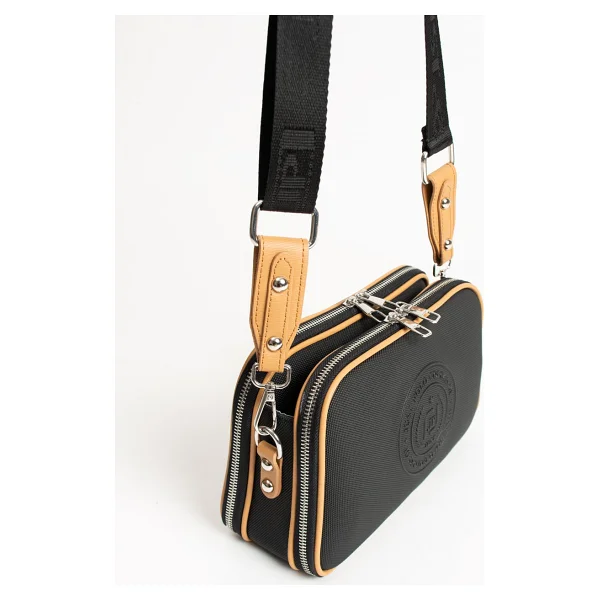Just Polo Kadın Siyah 5 Bölmeli Ayarlanabilir Uzun Askılı Omuz Çantası Postacı Çantası 6 Bölmeli 28 X18 Cm 4023-Gd - Siyah - Taba - Görsel 9