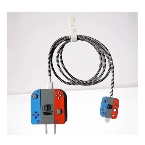 18w-20w Şarj Adaptörü İle Uyumlu Switch Tasarımlı Şarj Başlığı Ve Şarj Kablo Koruyucu Set - Renkli - Standart - Görsel 4