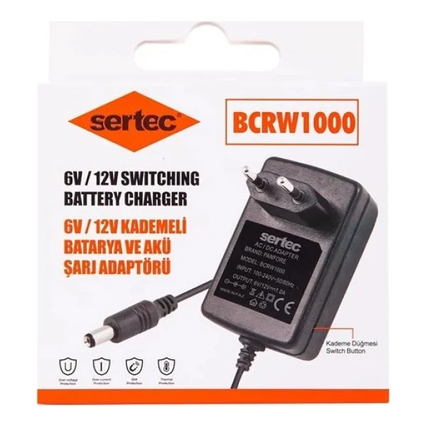Sertec Bcrw1000 6v/12v 1a Kademeli Batarya Ve Akü Şarj Adaptörü - Görsel 2