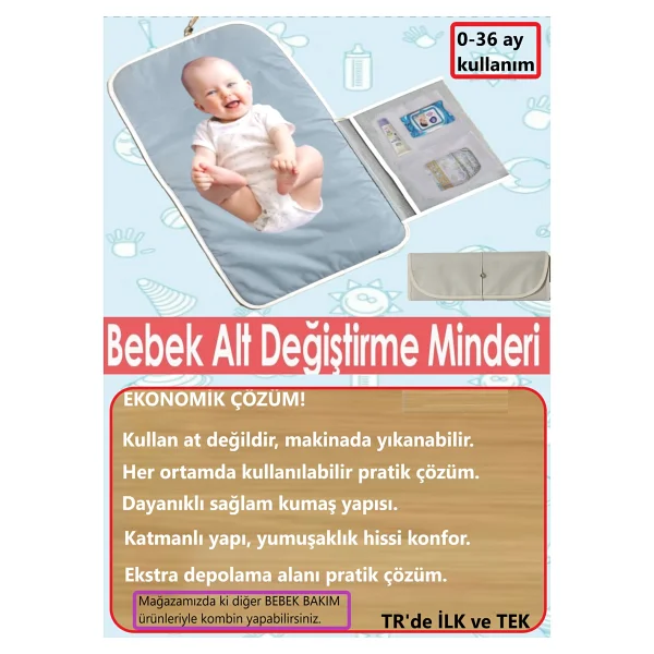 Nova Textile Anne Bebek Bakım Örtüsü, Yenidoğan Alt Değiştirme Matı, Bebek Alt Açma Minderi, Sıvı Geçirmez Alez - Görsel 5