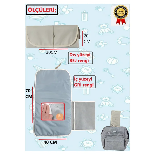 Nova Textile Anne Bebek Bakım Örtüsü, Yenidoğan Alt Değiştirme Matı, Bebek Alt Açma Minderi, Sıvı Geçirmez Alez - Görsel 3