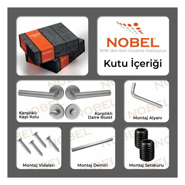 Nobel Çorlu Kapı Kolu Paslanmaz Saten Daire Rozetli Wc Ss 304 Kalite - Görsel 2