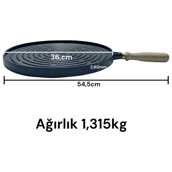 Ulutaş Çift Taraflı Granit Döküm Gözleme Bazlama Izgara Tava Pizza Börek kalın tava - Görsel 2