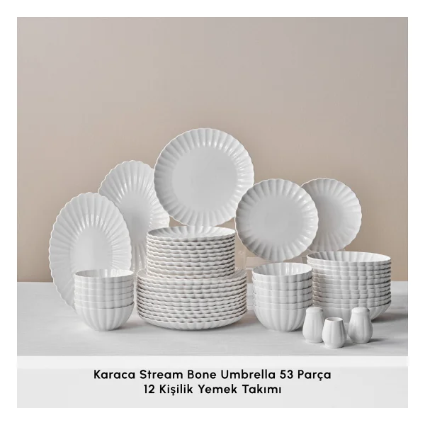 Karaca Stream Bone Umbrella 53 Parça 12 Kişilik Yemek Takımı - Görsel 3