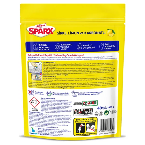Asperox Sparx Bulaşık Makinesi Tableti 40'lı - Görsel 10