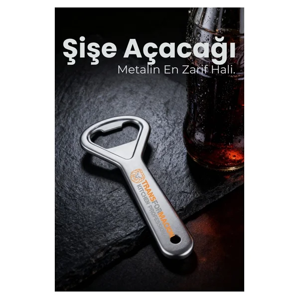 Transformacion Ergonomik Metal Şişe Açacağı - Gazoz, Kola, Bira Kapağı Açıcı Türkiye Menşeli - Görsel 5