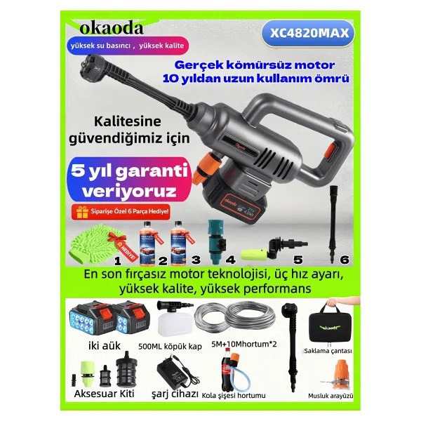 Okaoda Xc4820ma Çift Akülü Yüksek Basınçlı Yıkama Makinesi - Görsel 9
