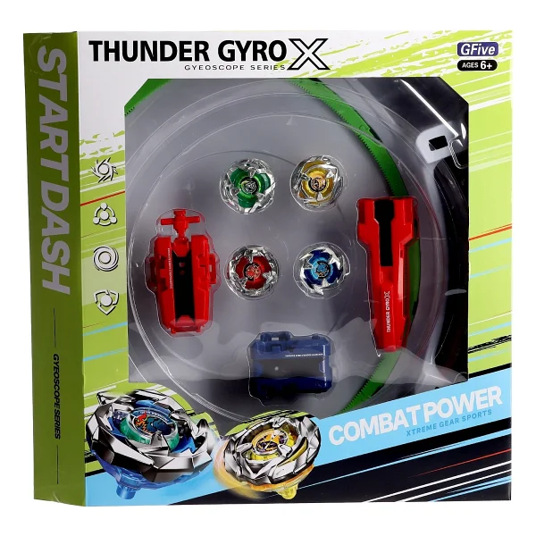 Toyfest Beyblade X Battle Arena Uyumlu Thunder Gyro X 4 Adet Savaş Topu 2 Fırlatıcı 8 Parça Başlangıç Seti - Görsel 9