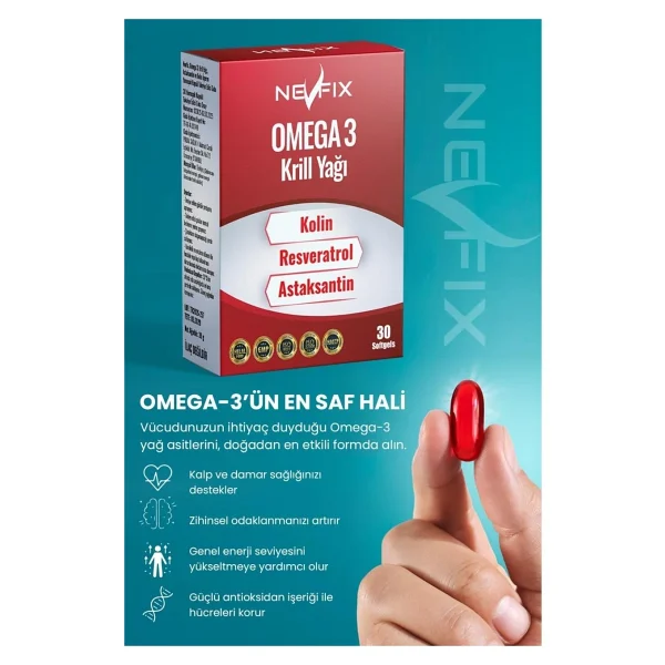 Nevfix Omega 3 Krill Yağı Kolin Ve Resveratrol 2x30 Softgel - Görsel 3