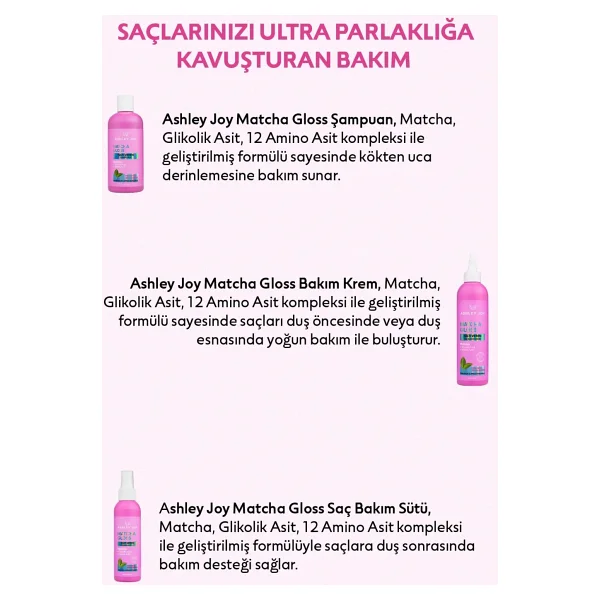 Ashley Joy Matcha Gloss Işıltı Veren 3'lü Saç Bakım Seti - Görsel 6
