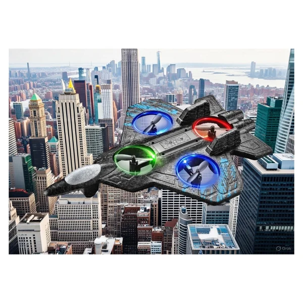 Magicway LED Işıklı Sarjlı Uçak Drone 4 Turbofan Motor 360° Dönüş 2,4 GHz Uzaktan Kumandalı Darbeye Dayanıklı Köpük Gövde - Mavi - Görsel 6
