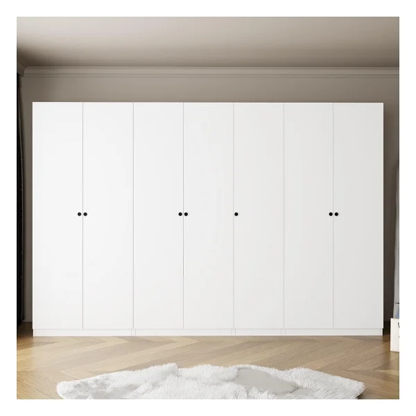 Bimossa Kf2040 Goss 315 Cm Beyaz 7 Kapaklı Gardırop, 4 Askılı, Raflı,2 Yüklüklü Ve 2 Çekmeceli Elbise Dolabı - Görsel 2