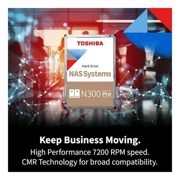 Toshiba N300 Pro 20tb Büyük Ölçekli İş Nas (24 Bölmeye Kadar) 3,5 İnç Dahili Sabit Sürücü - 300 TB/Yıl'a Kadar İş Yükü Oranı Cmr Sata 6 GB/S 7200 Rpm 512 MB Önbellek - Hdwg62axzstb - Görsel 2