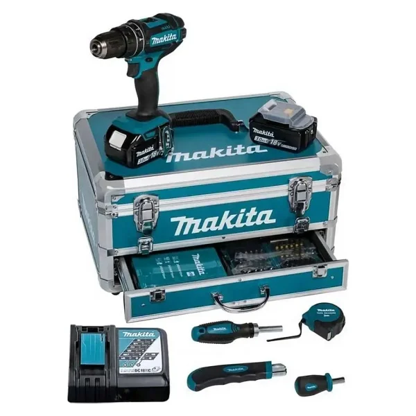 Makita DHP482RFX9 Çift Akülü 3 Ah 96 Parça Darbeli Matkap Seti - Görsel 5