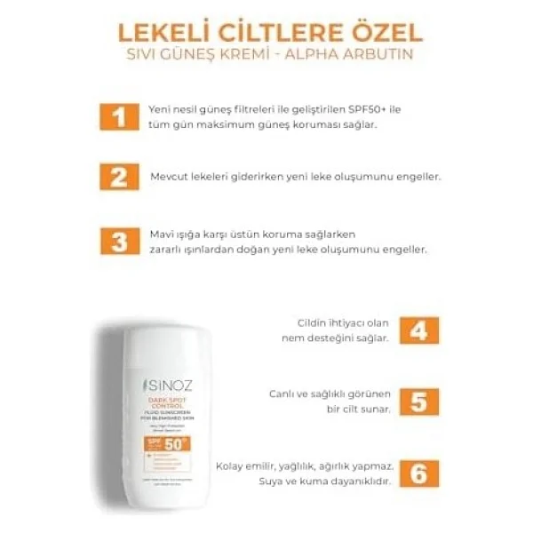 Sinoz Dark Spot Control Fluid Koyu Leke Karşıtı 50 Ml 50 Faktör Güneş Kremi - Görsel 2