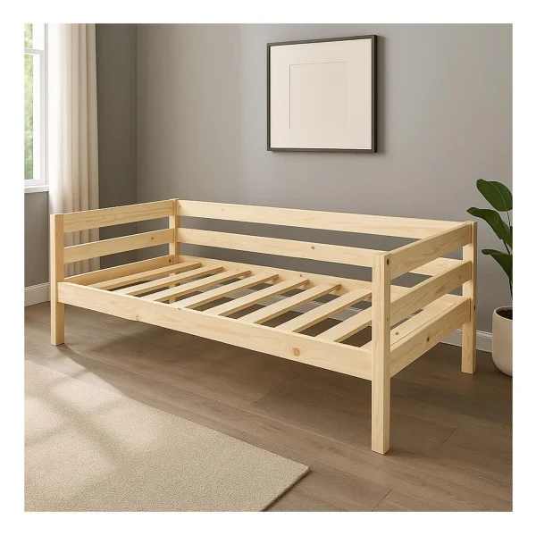 Pinoxi Ahşap Sedir Kanepe 70x150 Cm (İç Ölçü) Mindersiz Doğal Natural Masif Ahşap - Görsel 2