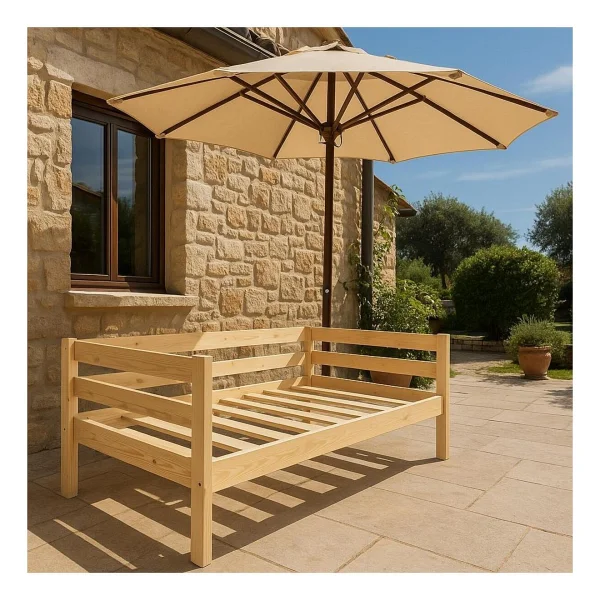 Pinoxi Ahşap Sedir Kanepe 70x150 Cm (İç Ölçü) Mindersiz Doğal Natural Masif Ahşap - Görsel 5