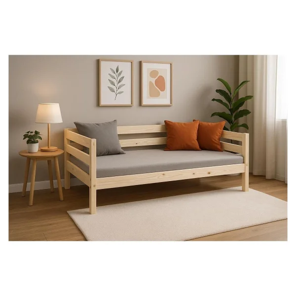 Pinoxi Ahşap Sedir Kanepe 60x150 Cm (Iç Ölçü) Mindersiz Doğal Natural Masif Ahşap - Ahşap - Krem - Görsel 9