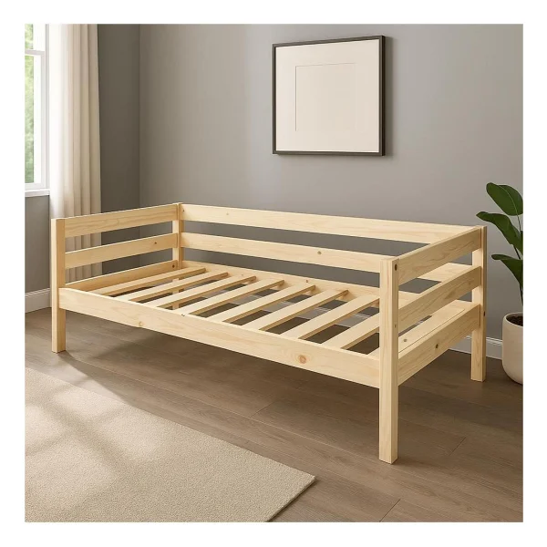 Pinoxi Ahşap Sedir Kanepe 90x160 Cm (Iç Ölçü) Mindersiz Doğal Natural Masif Ahşap - Ahşap - Krem - Görsel 2