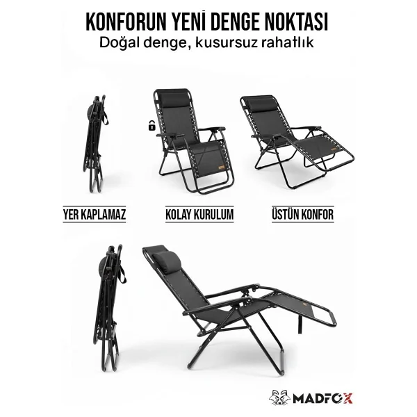 Madfox Easyrest Gri Kamp Sandalyesi - Görsel 2
