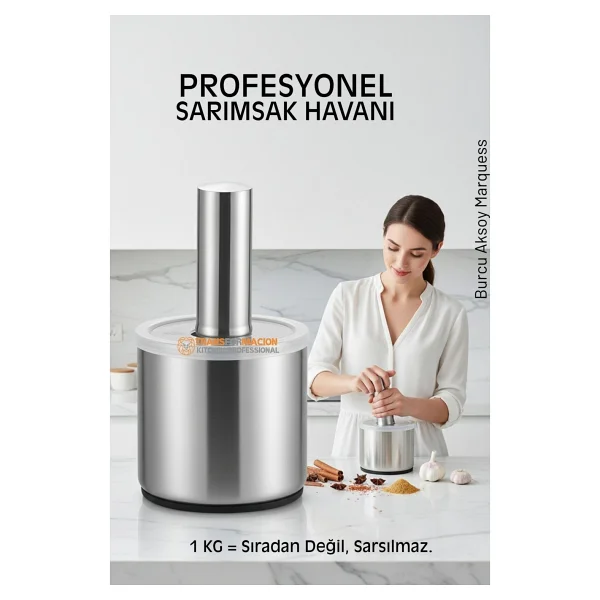 Transformacion Profesyonel Ezici Sarımsak Havanı Seti - Mutfak Tipi Baharat Havanı 304 Paslanmaz Çelik 722678 - Görsel 10