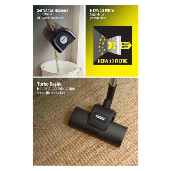 Karcher Vcc 4 Cyclonex 800 W Toz Torbasız Elektrikli Süpürge - Görsel 8