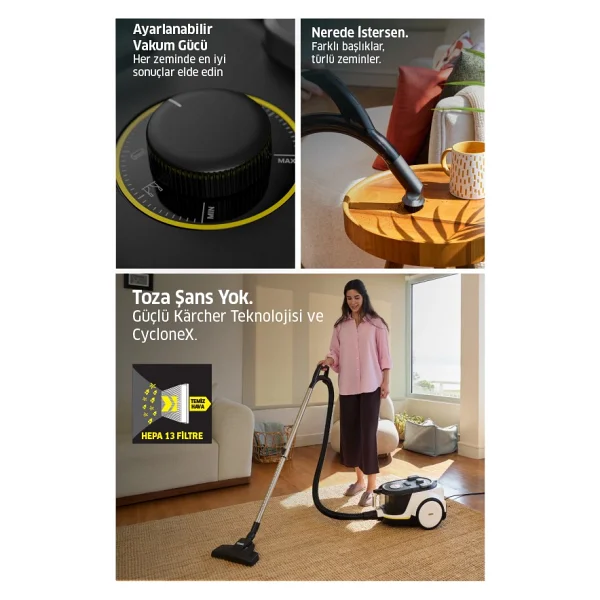 Karcher Vcc 4 Cyclonex 800 W Toz Torbasız Elektrikli Süpürge - Görsel 9