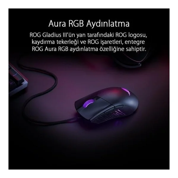 Asus Rog Gladius Iıı RGB Optik Kablolu Oyuncu Mouse - Görsel 8