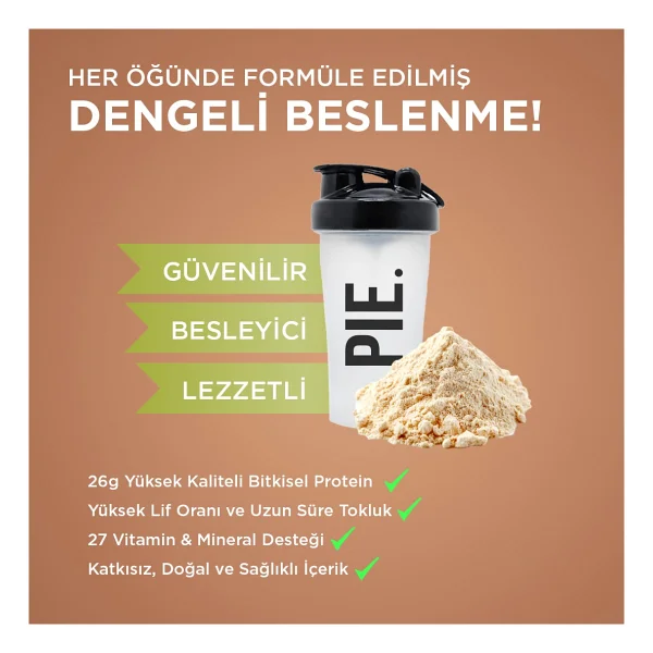 Pıe. Proteinli Öğün Tozu /Vanilya Aromalı /Vücut Ağırlığı Kontrolü İçin Diyetin Yerini Alan Gıda /600 Gram /10 Öğün/%85 Vegan Protein - Görsel 4