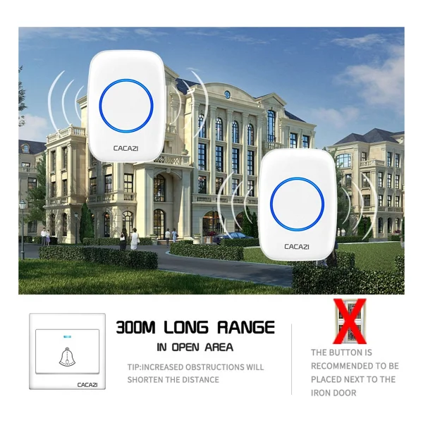 Sonex Uzaktan Kumandalı LED Işıklı Kablosuz Kapı Zili, Yüksek Sesli Uzun Mesafeli (H10-Dc) - Görsel 7