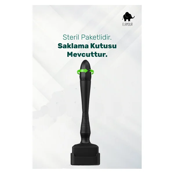 Elamour 140 Titanyum Iğneli Ayarlanabilir Iğne Ölçülü (0.25-3.0mm) - Serum Hediyeli - Siyah Dermastamp - Görsel 3