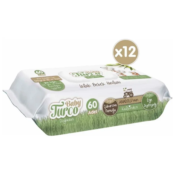 Baby Turco Doğadan 60 Yaprak 12'li Paket Islak Mendil - Görsel 2