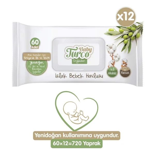Baby Turco Doğadan 60 Yaprak 12'li Paket Islak Mendil - Görsel 8