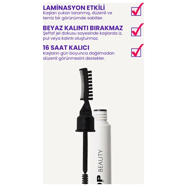 Pop Beauty Laminasyon Etkili Fırça Ve Taraklı Jel Kaş Sabitleyici - Görsel 5