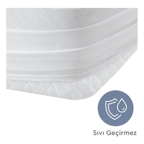 Embays 160x200 Cm Çift Kişilik Dört Köşe Lastikli Yatak Koruyucu Alezi - Beyaz - 160 X 200 Cm - Görsel 3