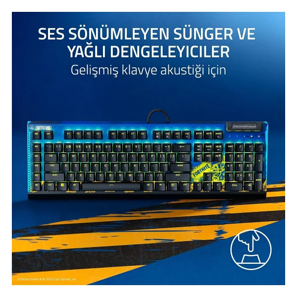Razer Blackwidow V4 X Fortnite Edition RGB Yellow Switch Kablolu Mekanik Oyuncu Klavyesi - Görsel 3