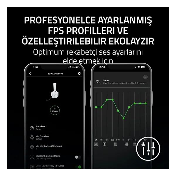 Razer Blackshark V3 Rz04-05410400-R3m1 Beyaz 7.1 USB Kablolu/Kablosuz Kulak Üstü Oyuncu Kulaklığı - Görsel 6