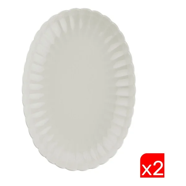 Kütahya Porselen Bone Luz 28 Cm 2'li Kayık Tabak - Görsel 3
